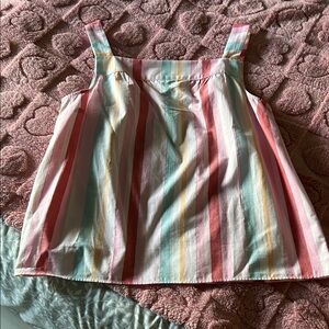 Talbots Women Striped Tank‎ Top Size M Pastel Multicolor Cotton Metallic